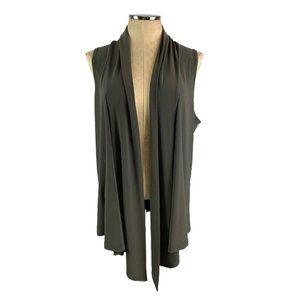 14 Simpli Women's Dark Green Gray Lagenlook Vest Made in Canada Tunic